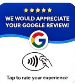 Google review card with QR code