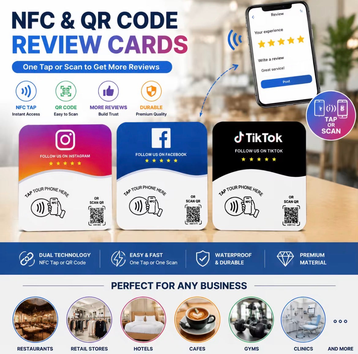 Square Google NFC+QR Code Card
Programmable NTAG215 Chip Printable Square NFC
Tag Card Tap Google Reviews