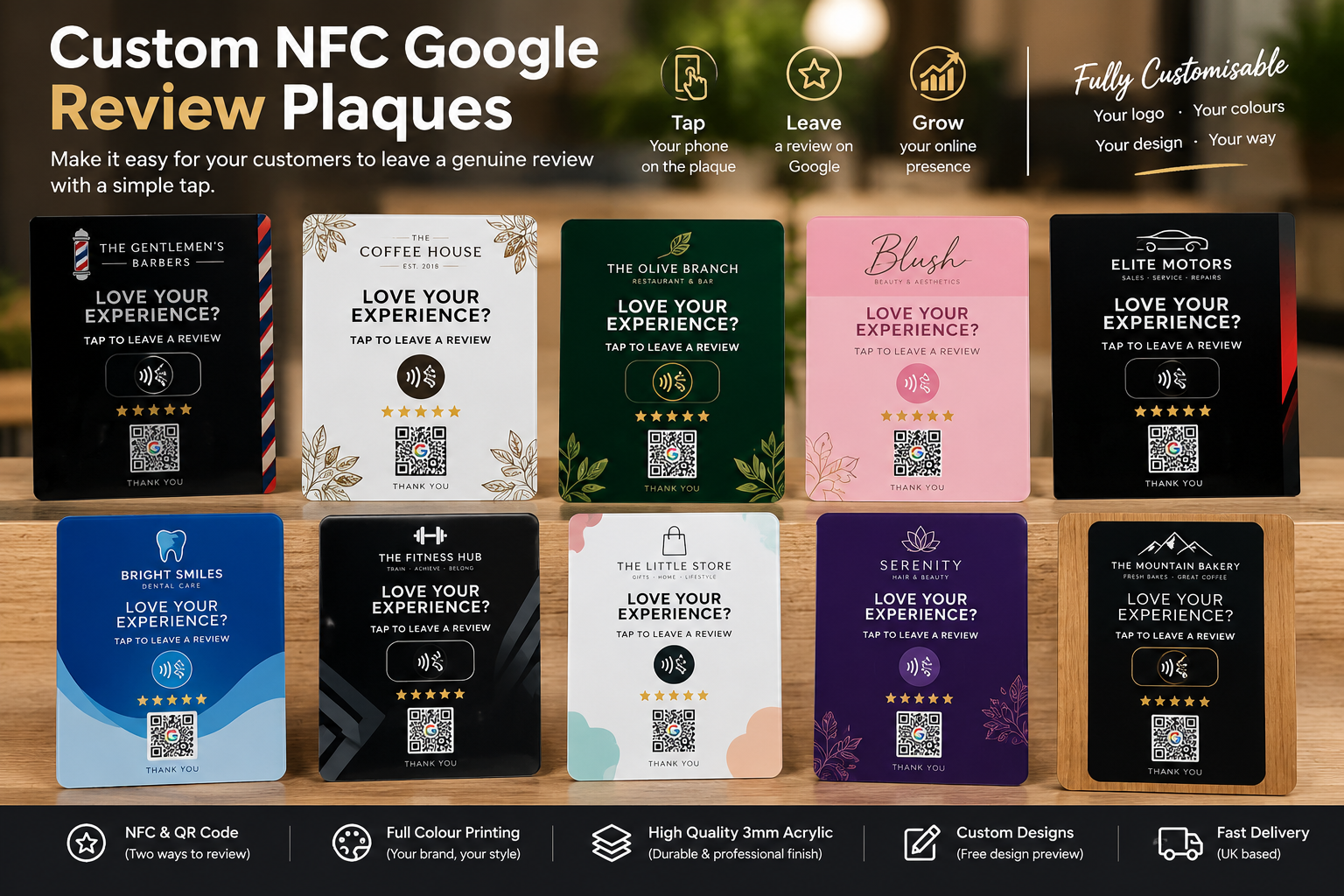 Custom NFC Google Review Plaque/Stands